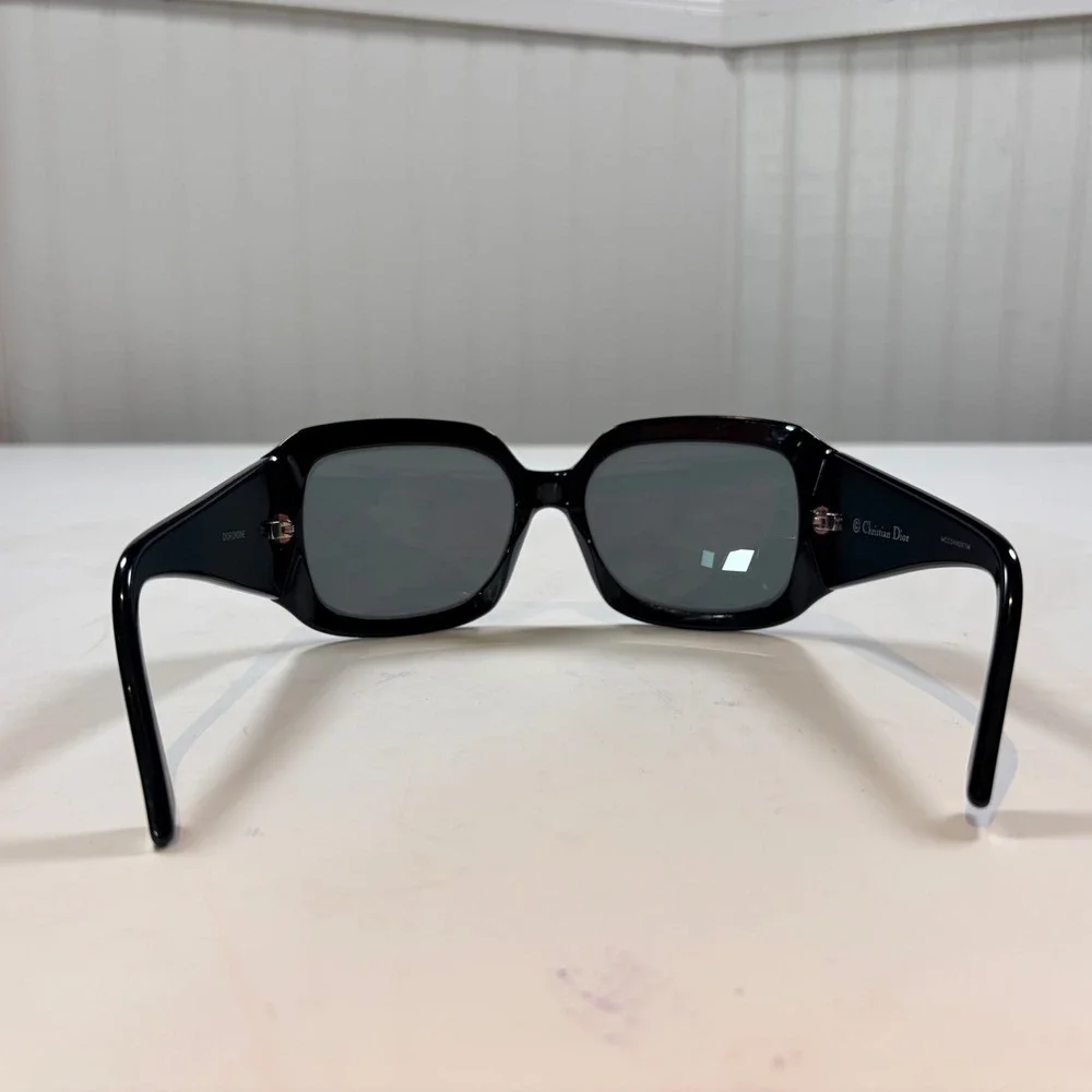 Christian Dior Sunglasses OS Black Crystal Floral Embellished Square Italy V2K